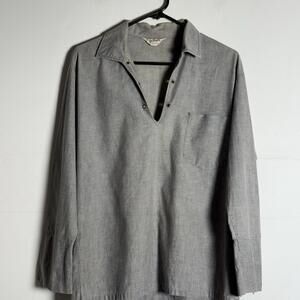 70s LA BREA California Gray Men’s Pullover Chambray Shirt - L - RARE VTG